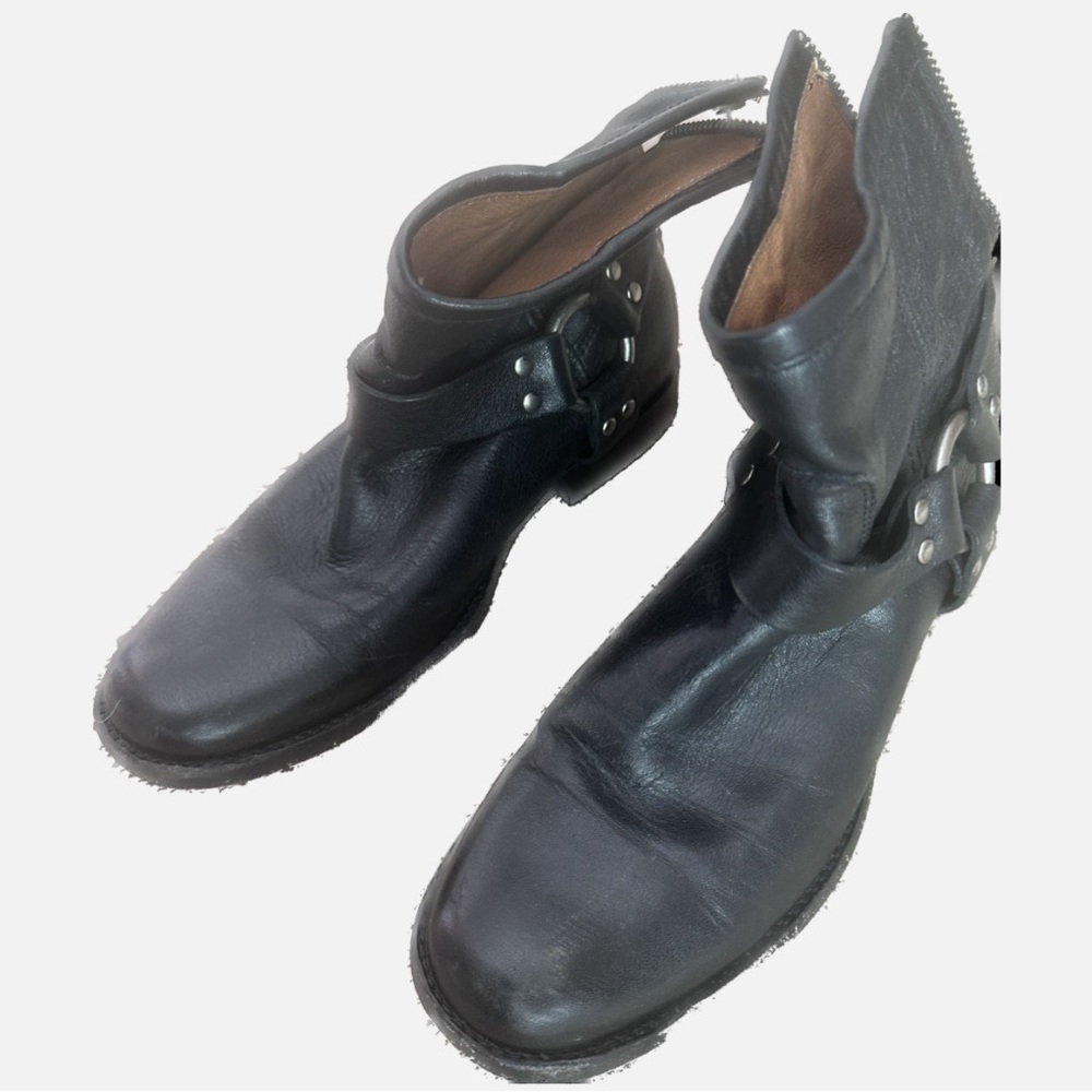 Frye black leather ankle boots